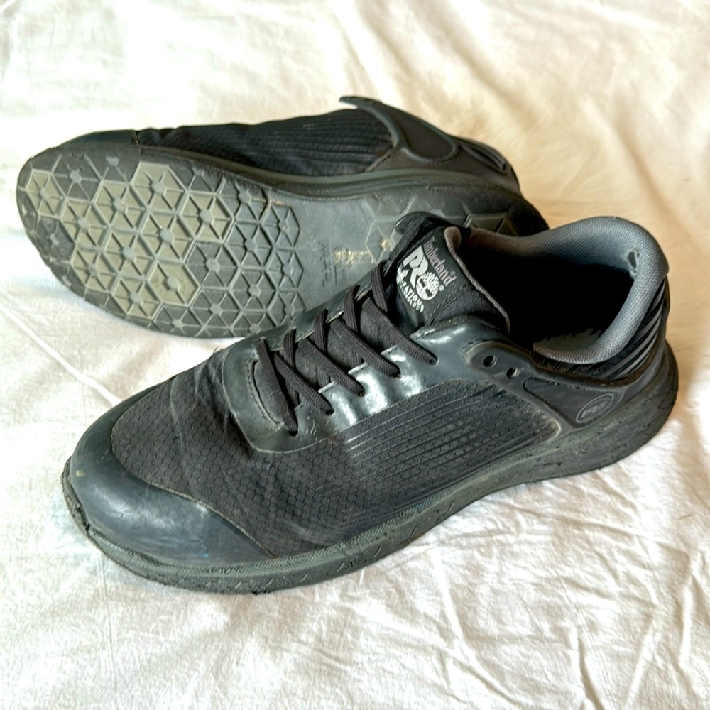 Timberland PRO Mens Solid Black Steel Toe Work Safety Wide Fit Sneakers Size 9 W
